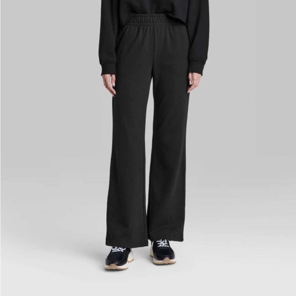 Women's High-Rise Wide Leg French Terry
Sweatpants - Wild Fable Black - Picture 2 of 8